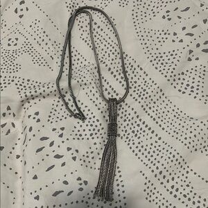 Elegant silver Beaded Tassel Necklace